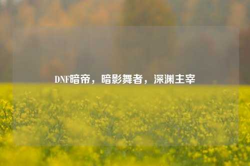 DNF暗帝，暗影舞者，深渊主宰