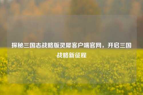 探秘三国志战略版灵犀客户端官网，开启三国战略新征程