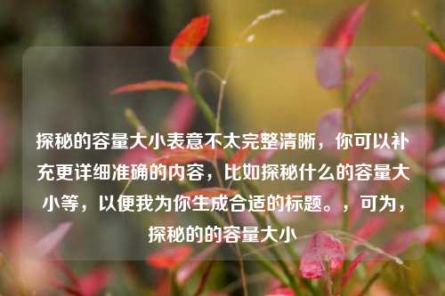 探秘的容量大小表意不太完整清晰，你可以补充更详细准确的内容，比如探秘什么的容量大小等，以便我为你生成合适的标题。，可为，探秘的的容量大小