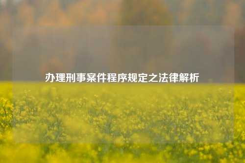 办理刑事案件程序规定之法律解析