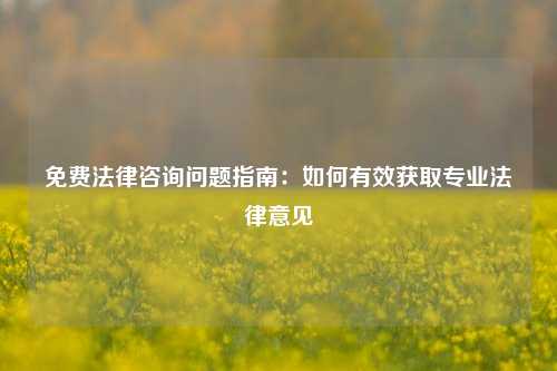 免费法律咨询问题指南：如何有效获取专业法律意见