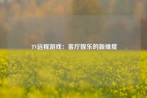  TV远程游戏：客厅娱乐的新维度