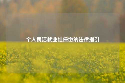 个人灵活就业社保缴纳法律指引